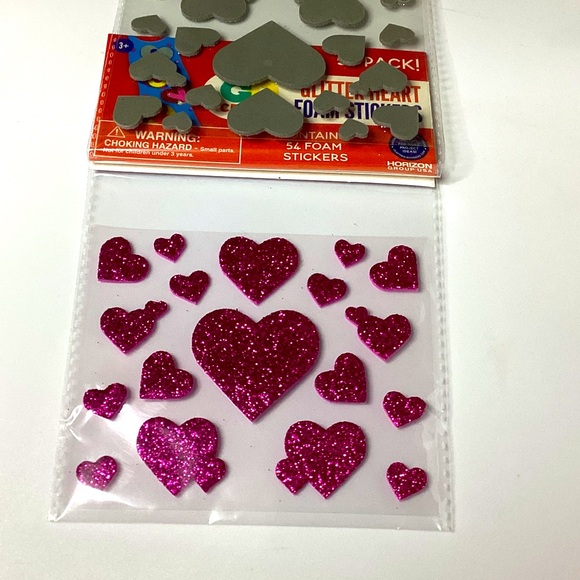 Go Create Pink & Silver Glitter Heart Foam Stickers - Picture 2 of 2